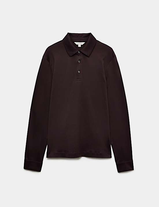Pure Supima Cotton Long Sleeve Polo Shirt