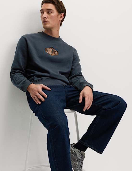 Cotton Rich Embroidered Chicago Sweatshirt