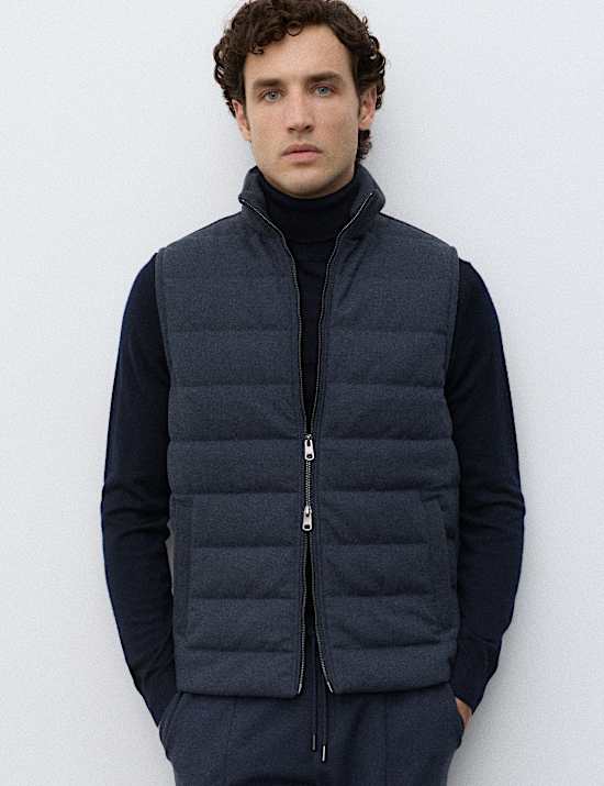Padded Hybrid Zip Up Gilet with Wool