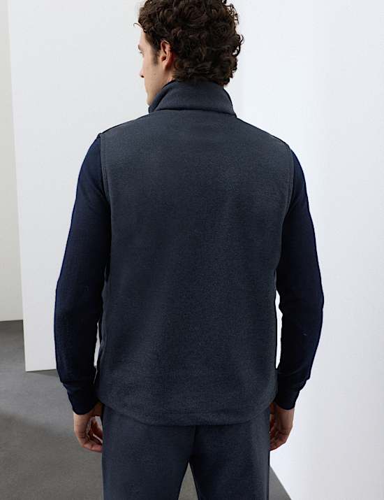 Padded Hybrid Zip Up Gilet with Wool