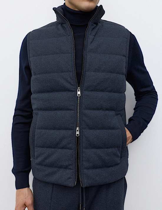 Padded Hybrid Zip Up Gilet with Wool