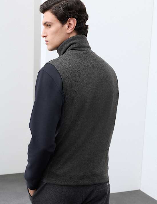 Padded Hybrid Zip Up Gilet with Wool