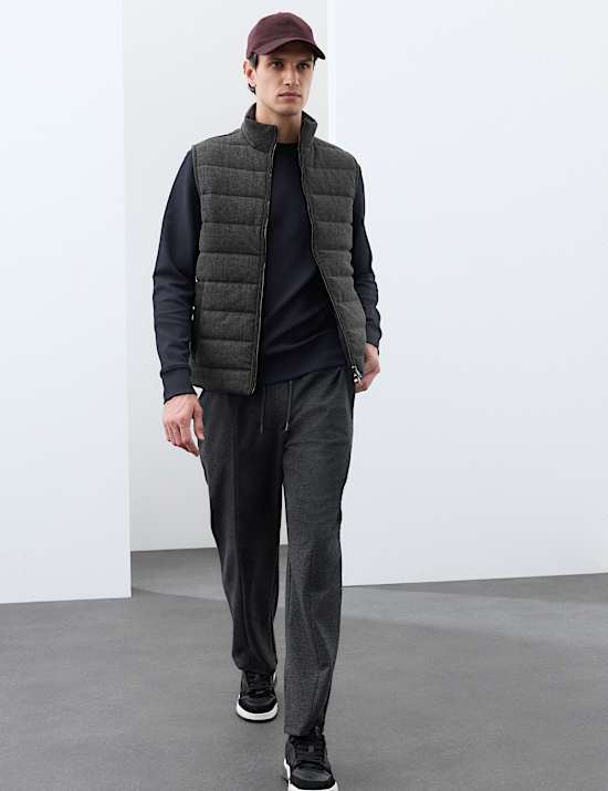 Padded Hybrid Zip Up Gilet with Wool