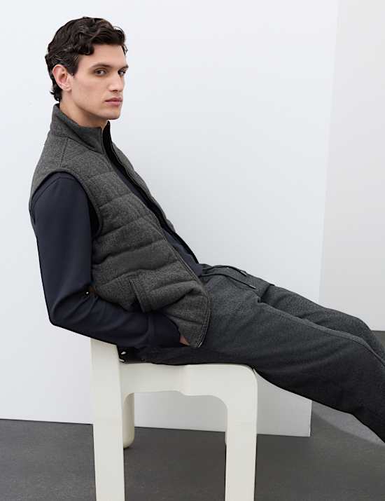 Padded Hybrid Zip Up Gilet with Wool