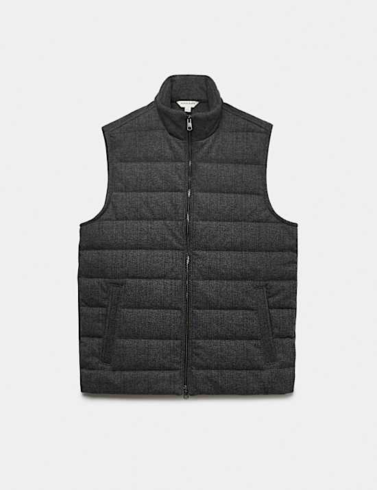 Padded Hybrid Zip Up Gilet with Wool