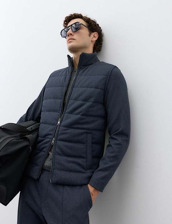 Padded Hyrid Zip Up Shacket with Wool