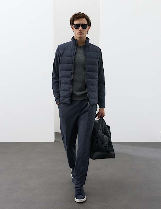 Padded Hyrid Zip Up Shacket with Wool