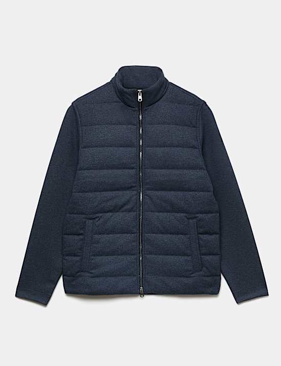 Padded Hyrid Zip Up Shacket with Wool