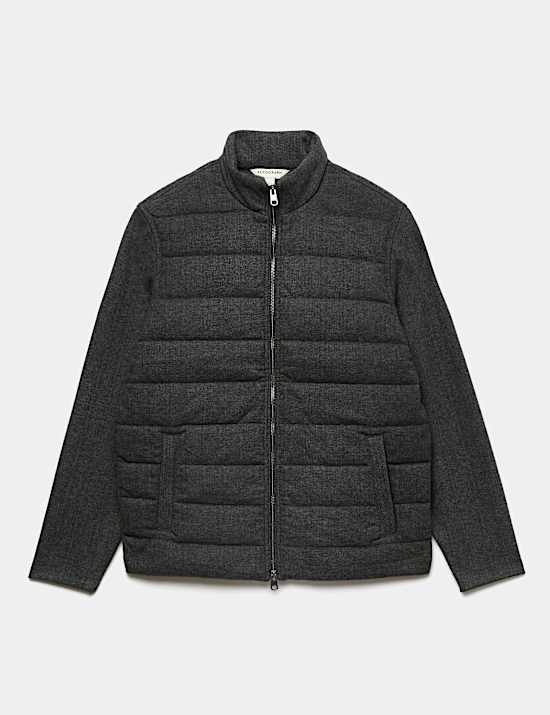 Chaqueta-camisa h&iacute;brida acolchada con cremallera y lana