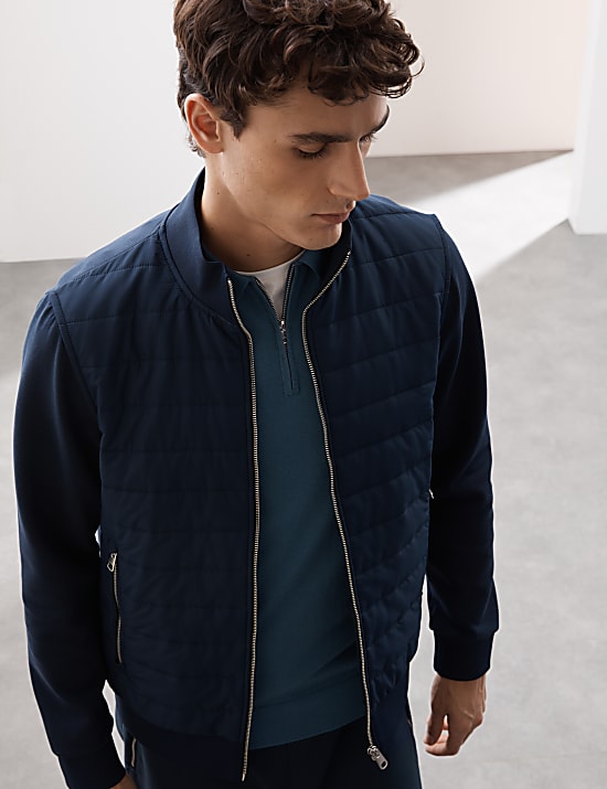 Cotton Rich Zip Up Quilted Jacket