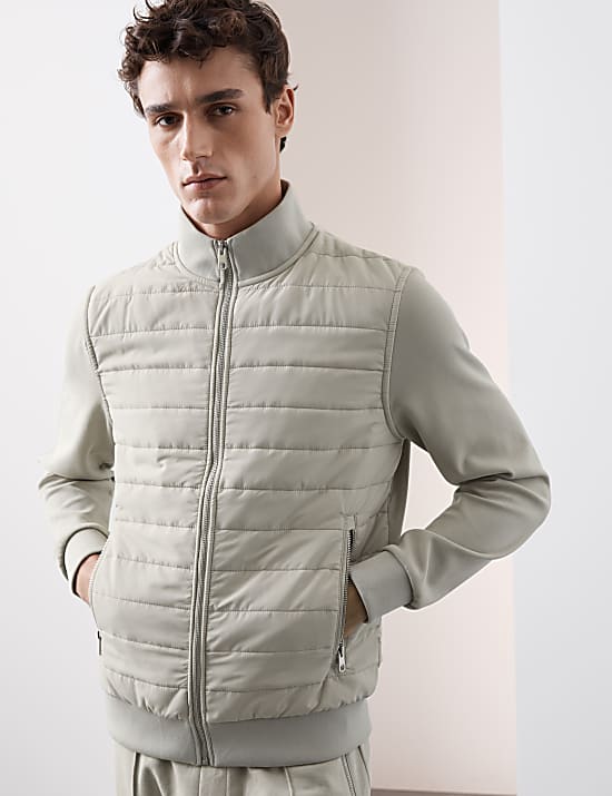 Cotton Rich Zip Up Quilted Jacket
