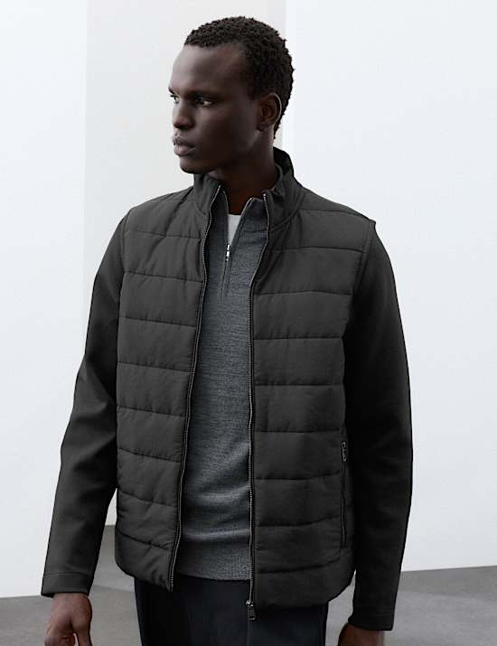 Regular Fit Cotton Rich Padded Hybrid Jacket