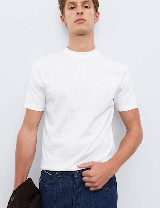 Pure Supima Cotton High Neck T-Shirt