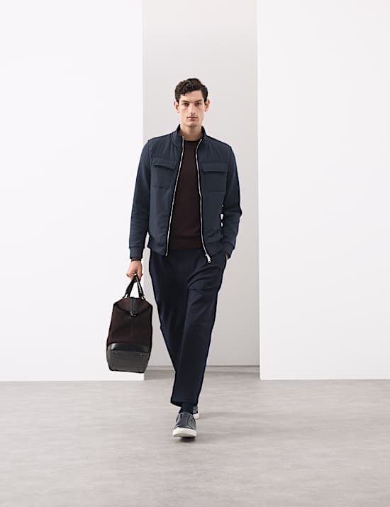 Bunda na zip s kapsami a vysokým podílem bavlny