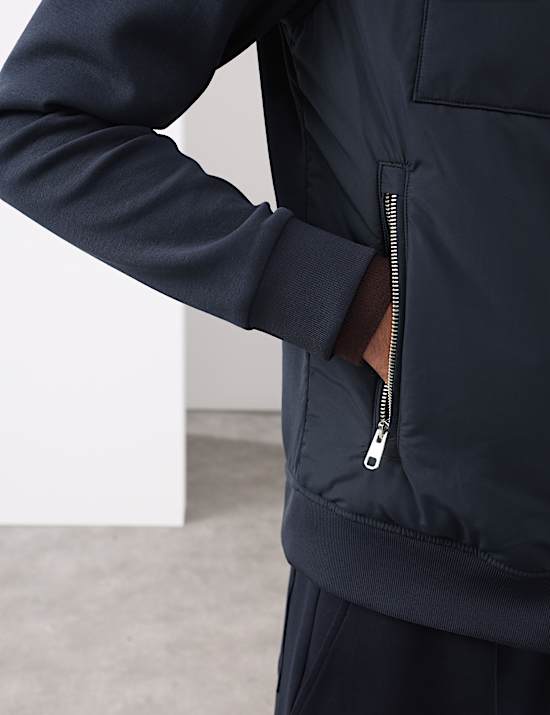 Bunda na zip s kapsami a vysokým podílem bavlny