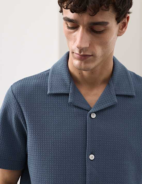 Regular Fit Cotton Blend Textured Shirt