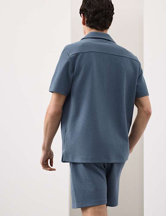 Regular Fit Cotton Blend Textured Shirt