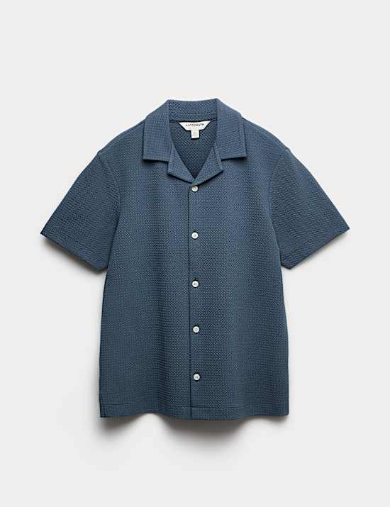 Regular Fit Cotton Blend Textured Shirt
