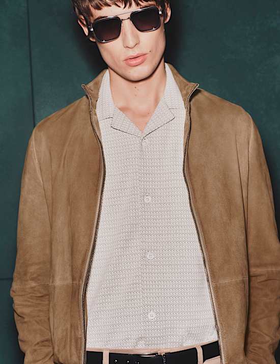 Regular Fit Cotton Blend Textured Shirt