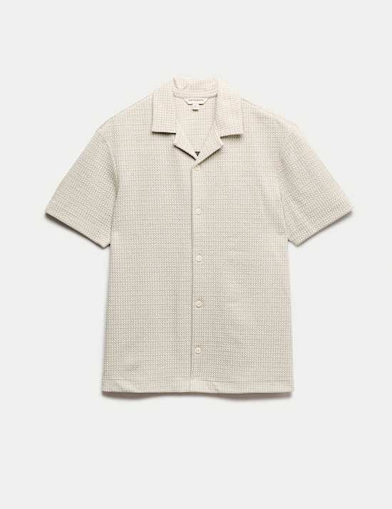 Regular Fit Cotton Blend Textured Shirt