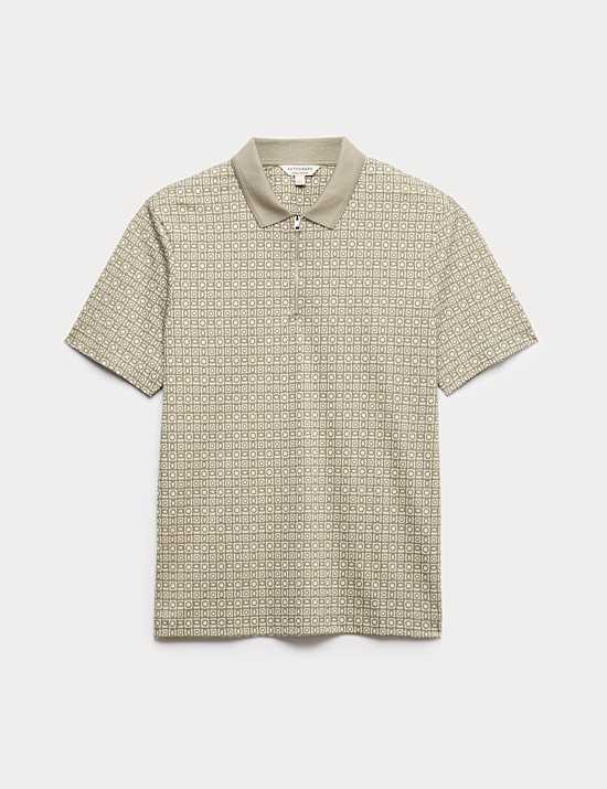 Pure Supima&reg; Cotton Geometric Polo Shirt