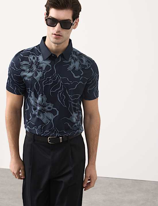 Pure Supima&reg; Cotton Floral Polo Shirt