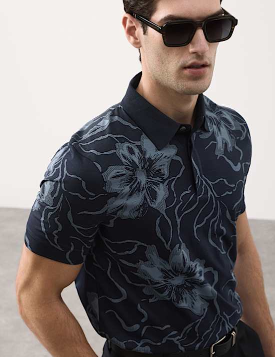 Pure Supima&reg; Cotton Floral Polo Shirt