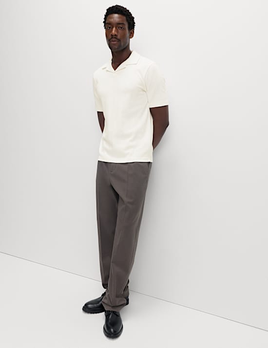 חולצת פולו עם צווארון מחויט מכותנה טהורה