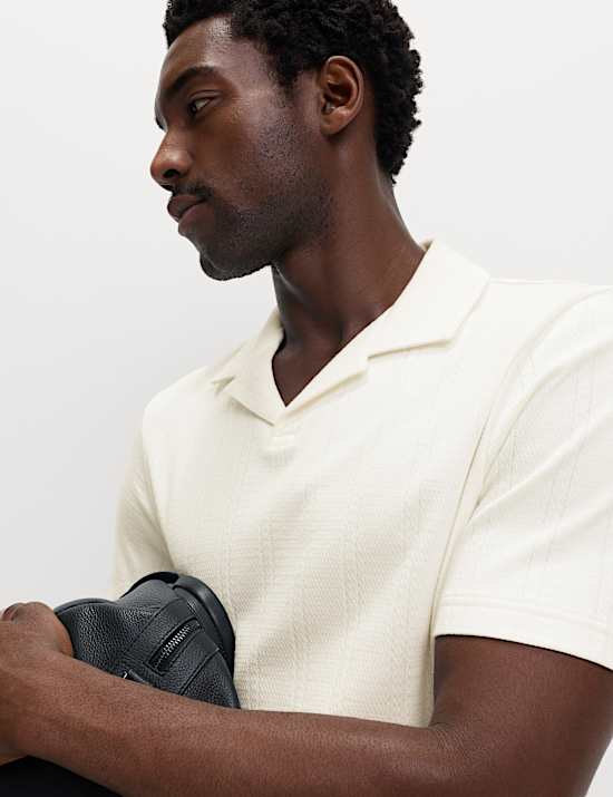 חולצת פולו עם צווארון מחויט מכותנה טהורה