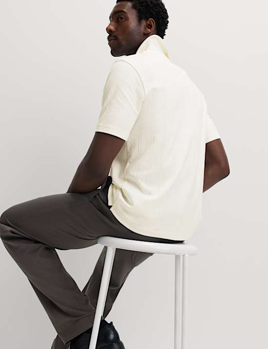 חולצת פולו עם צווארון מחויט מכותנה טהורה