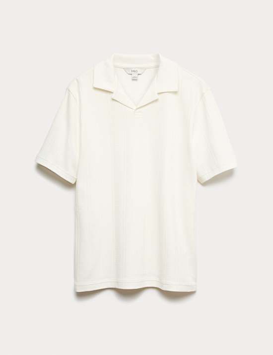 חולצת פולו עם צווארון מחויט מכותנה טהורה