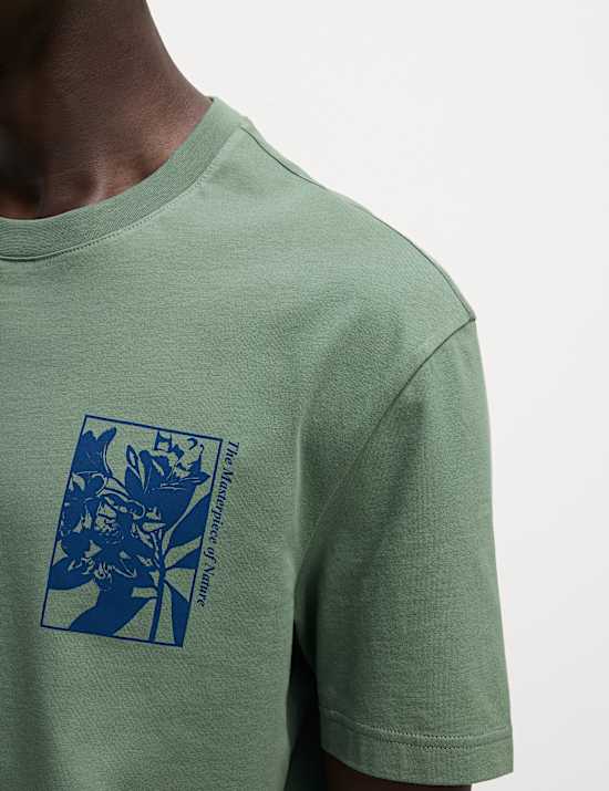 T-shirt με σχέδιο λουλούδια από 100% βαμβάκι