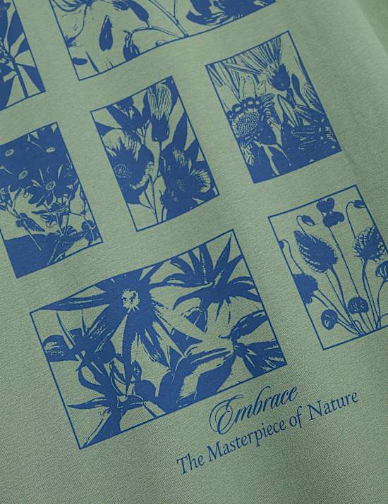 T-shirt με σχέδιο λουλούδια από 100% βαμβάκι