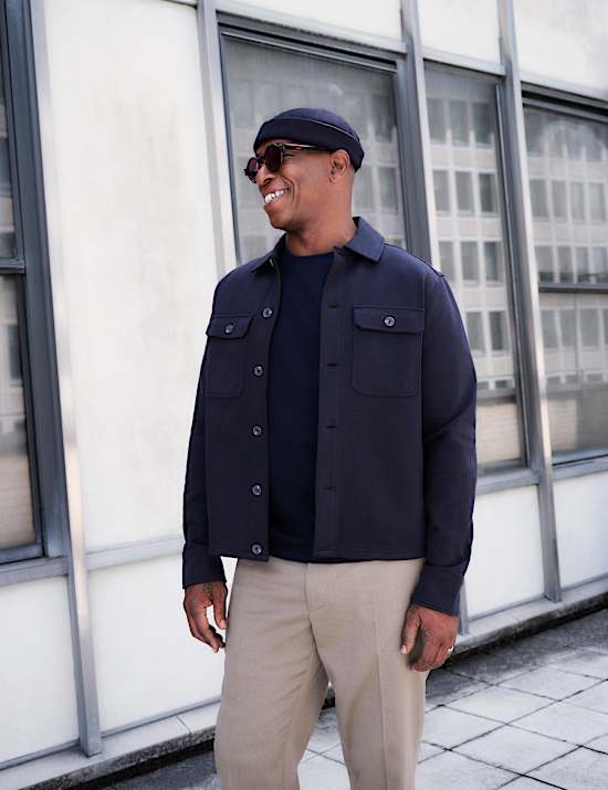 Cotton Rich Herringbone Overshirt