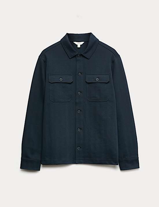 Cotton Rich Herringbone Overshirt