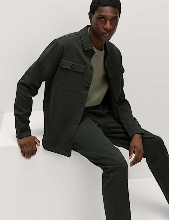 Cotton Rich Herringbone Overshirt