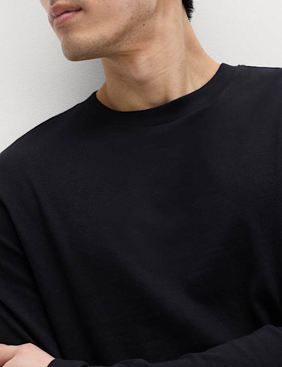 Lot de 2 t-shirts 100 % coton &agrave; manches longues