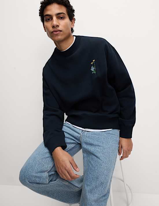 Pure Cotton Embroidered Sweatshirt
