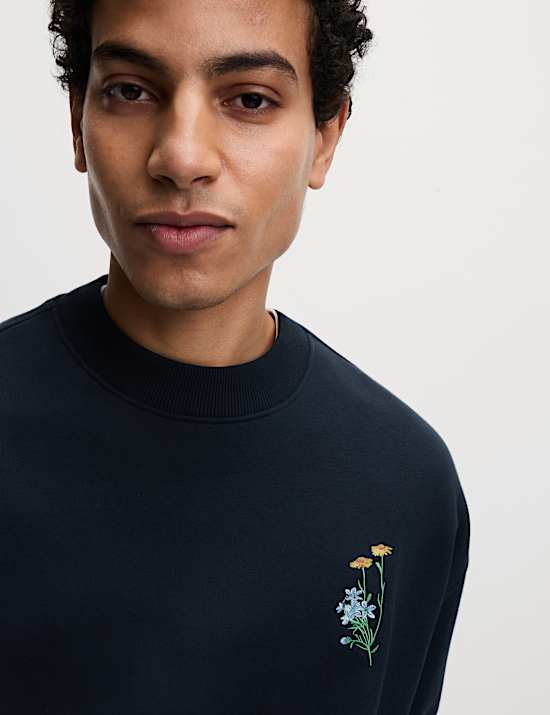 Pure Cotton Embroidered Sweatshirt