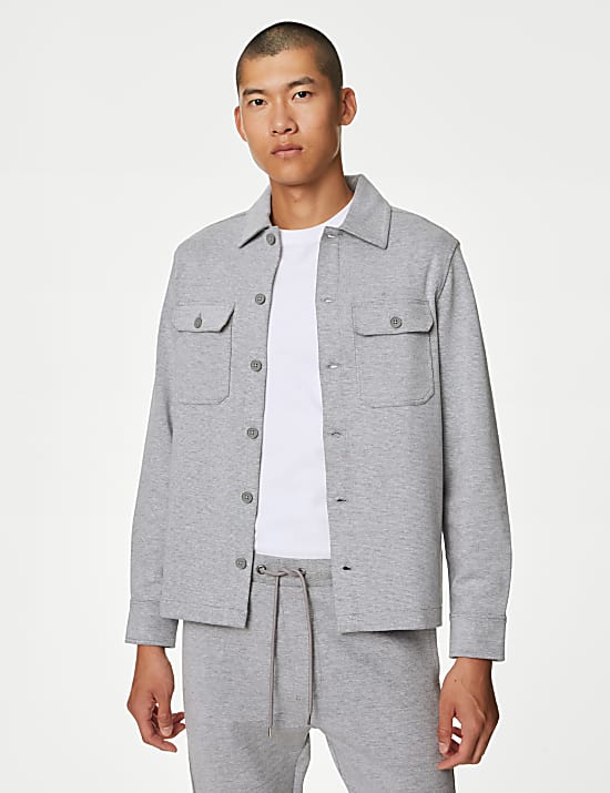 Jaket Kemeja Bertekstur Bahan Katun