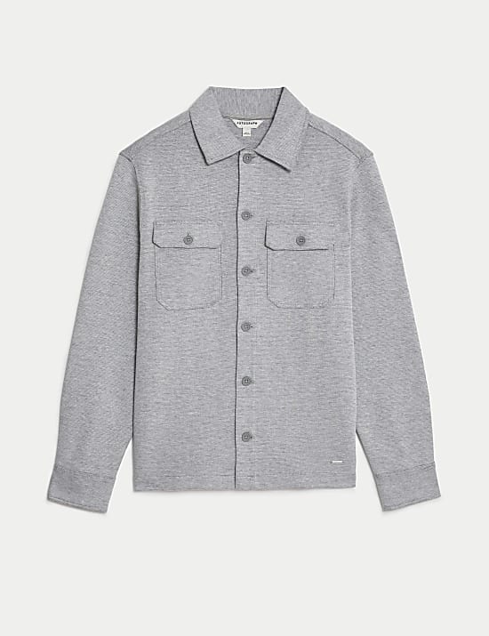 Jaket Kemeja Bertekstur Bahan Katun