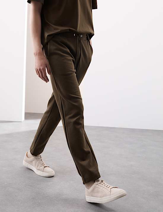 Cotton Rich Straight Leg Textured Joggers