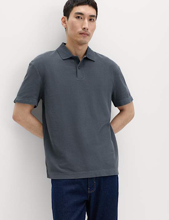 Poloshirt aus reiner Baumwolle mit St&uuml;ckf&auml;rbung