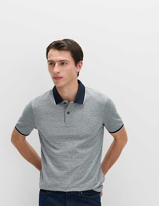 2 Pack Cotton Rich Tipped Polo Shirts