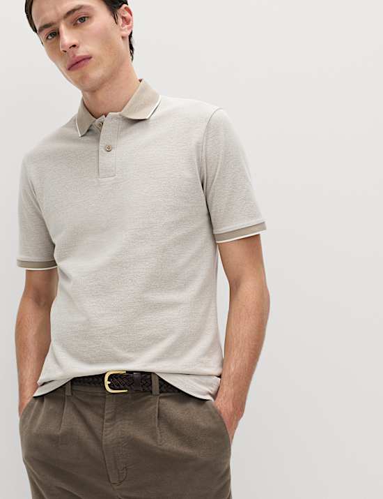 Set van 2 katoenrijke poloshirts met rand