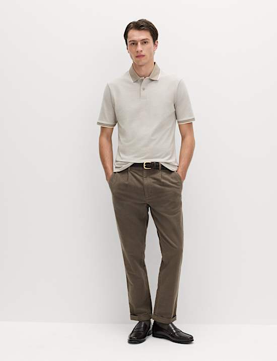 Set van 2 katoenrijke poloshirts met rand