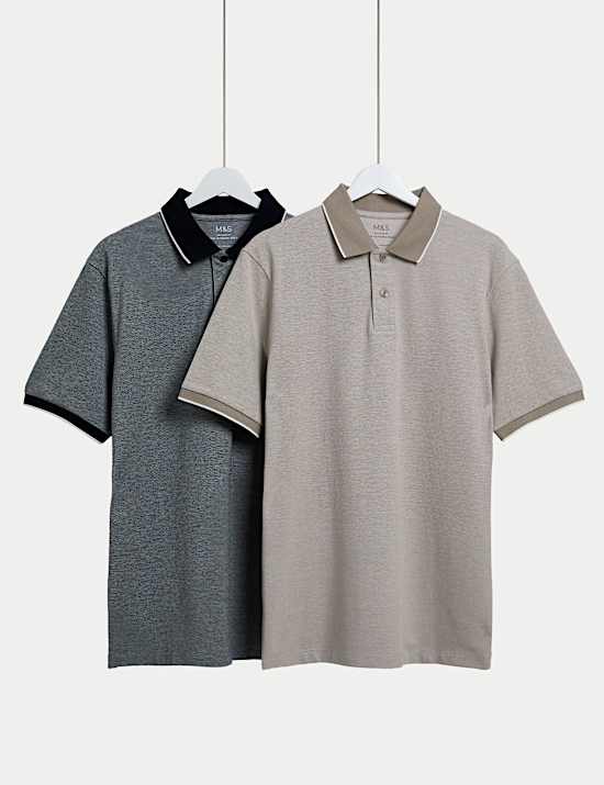 Lot de 2 polos en coton à bordure