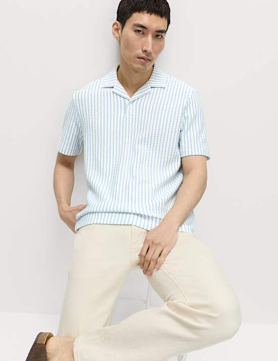 Cotton Rich Jersey Geometric Polo Shirt