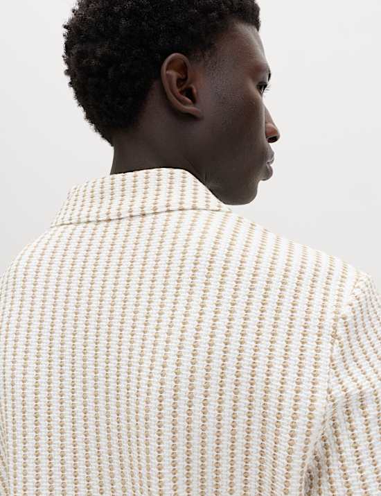 Polo en jersey de coton &agrave; motif g&eacute;om&eacute;trique