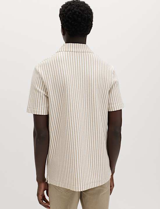 Polo en jersey de coton &agrave; motif g&eacute;om&eacute;trique